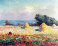 Ferdinand du Puigaudeau - Stacks of Hay and Field of Poppies